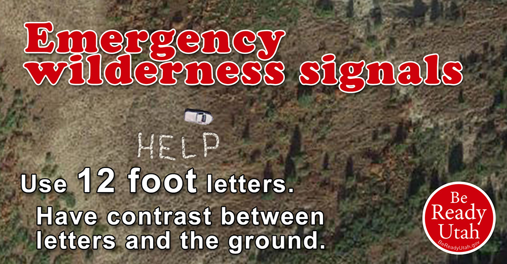 Emergency Signals, "HELP" written in 12 foot letters seen from above.